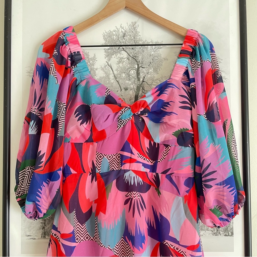 Hutch Louisa Dress Pink Multicolor Chiffon Maxi Size 0 NWT - Picture 9 of 17